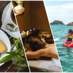 Collage of dining, spa, kayaking facilities offered at riva beach resort in mandrem north goa